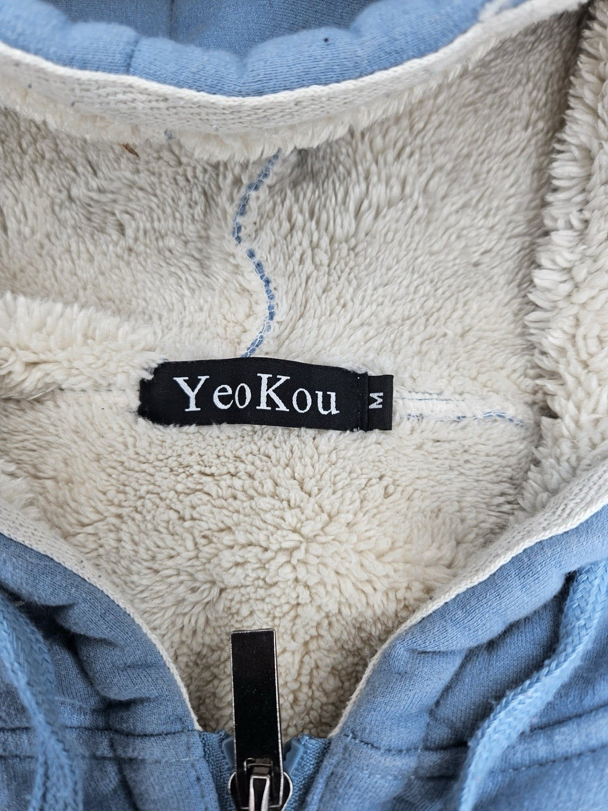 YeoKou Women’s Sherpa Lined Zip Hoodie Blue Size M