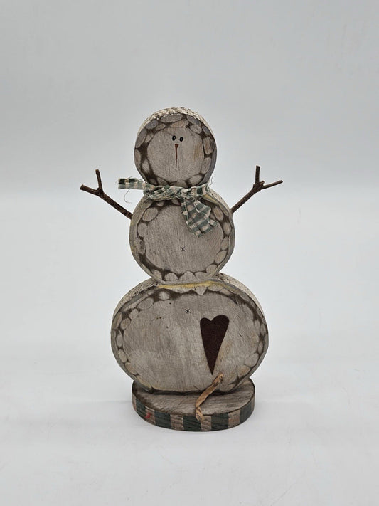 ADORABLE Vintage Wooden Christmas Snowman Decoration