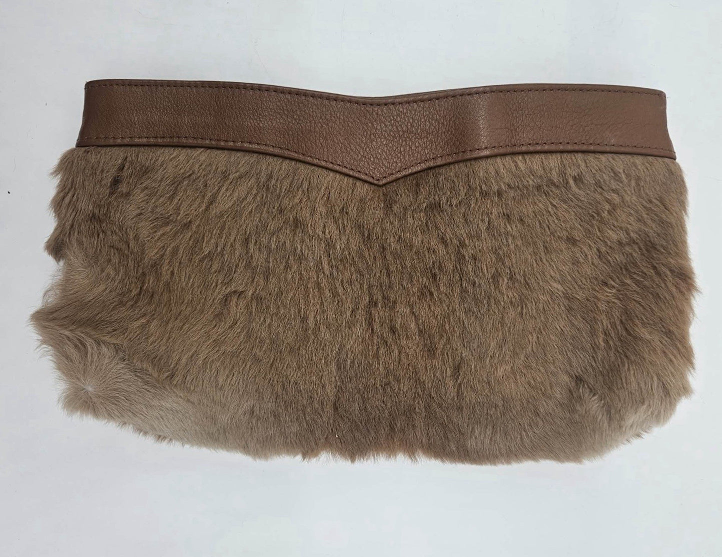 Vintage Genuine Calf Hair Fur Leather Clutch Pouch Brown Tan Handbag