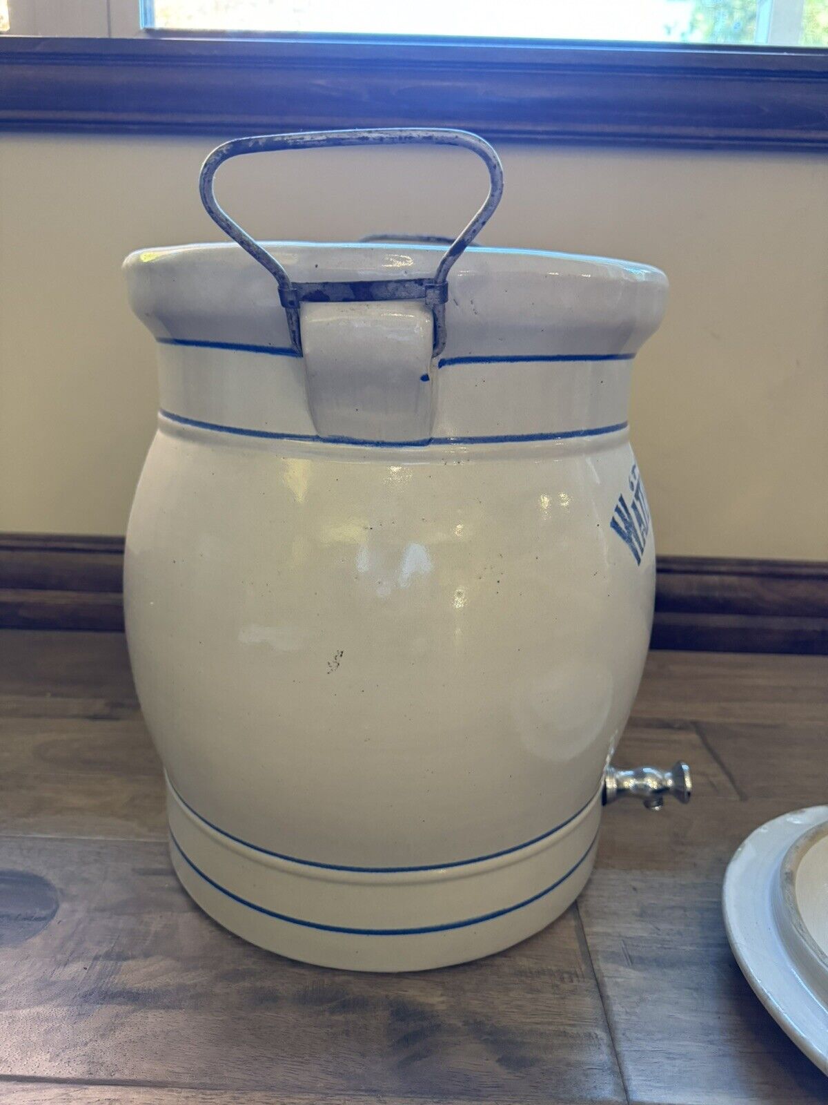 Large Rare Antique REDWING 5 Gallon Stoneware Water Cooler Dispenser w/Lid