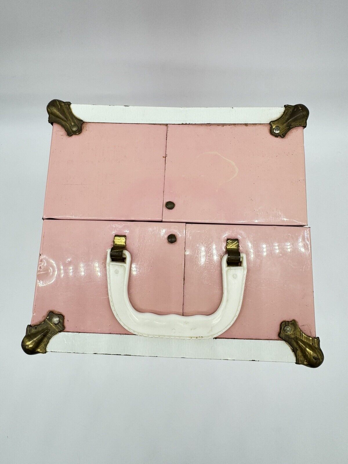 Vintage ATCO Pink Metal Large Doll Wardrobe Clothing Trunk Carrying Case 10”x 6"