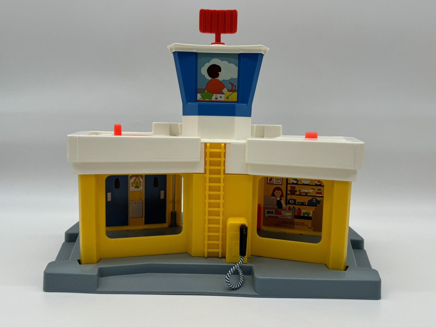 Vintage Fisher Price Little People Airport With Plane, Helicopter& Accessories