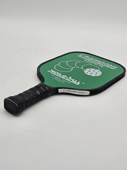 CHAMPION PICKLE-BALL PADDLE-USA MADE GREEN-WHITE GREAT CONDITION-15.5" LONG