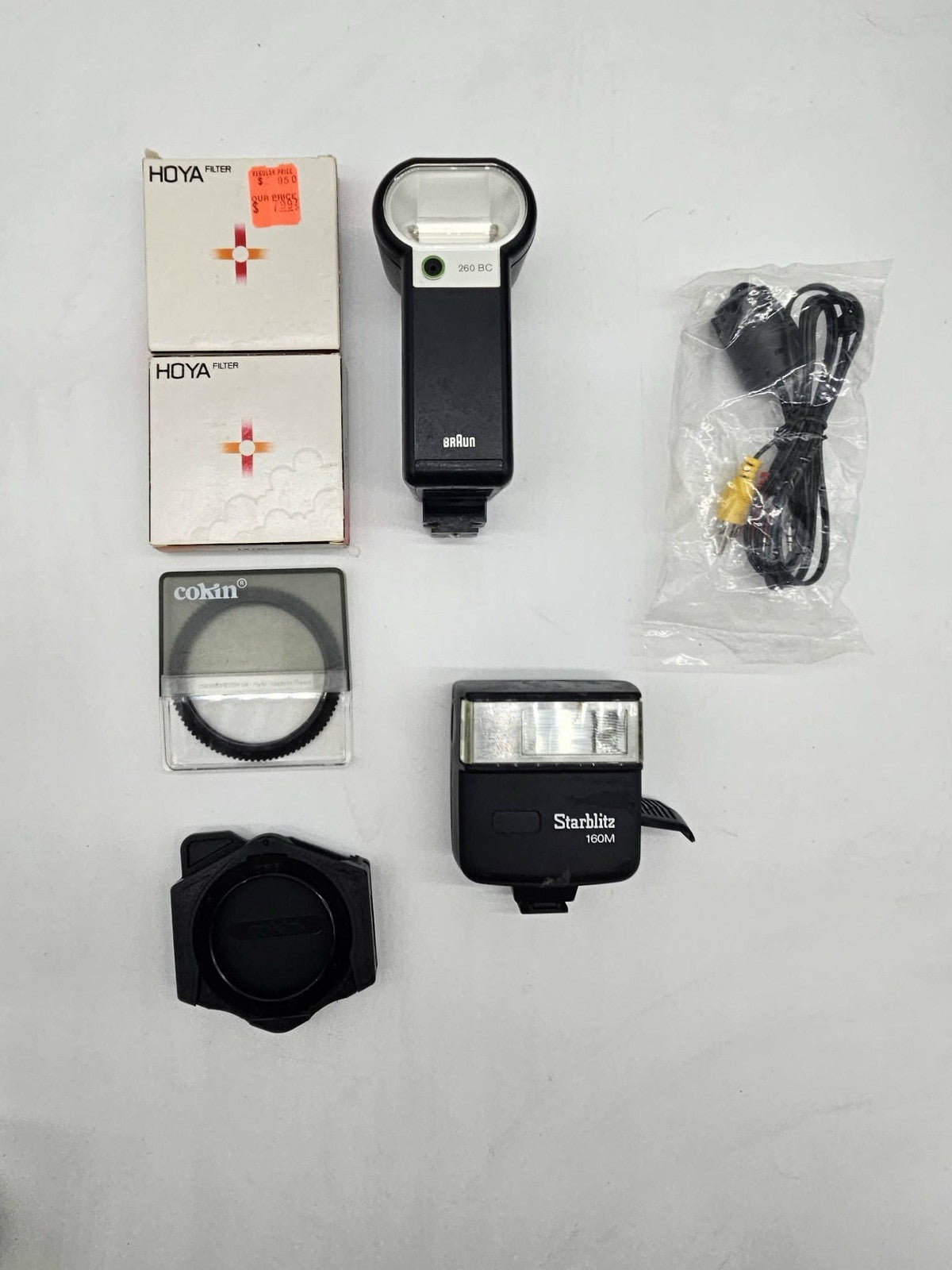 Canon Rebel Camera Bag + Monopod Flash Filters Lot Braun Starblitz Hoya Cokin