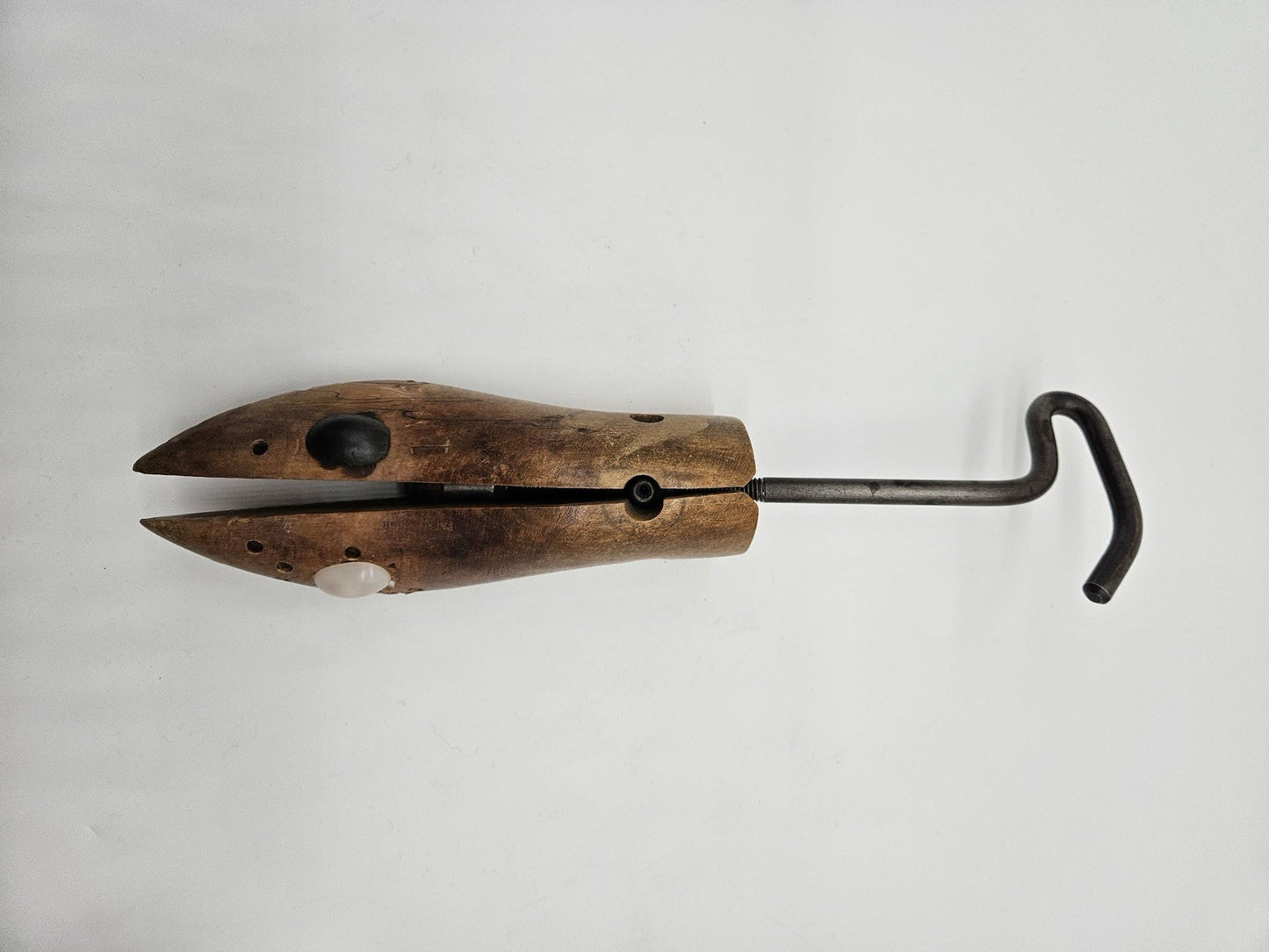 Vintage Rustic Wooden Shoe Stretcher Metal Handle