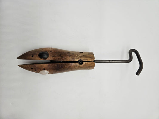 Vintage Rustic Wooden Shoe Stretcher Metal Handle