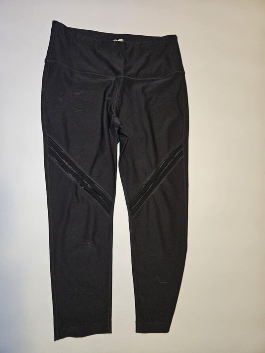 Avia Yoga Womens Leggings Black Mesh Panels Ventilated Stretch ~ Sz M