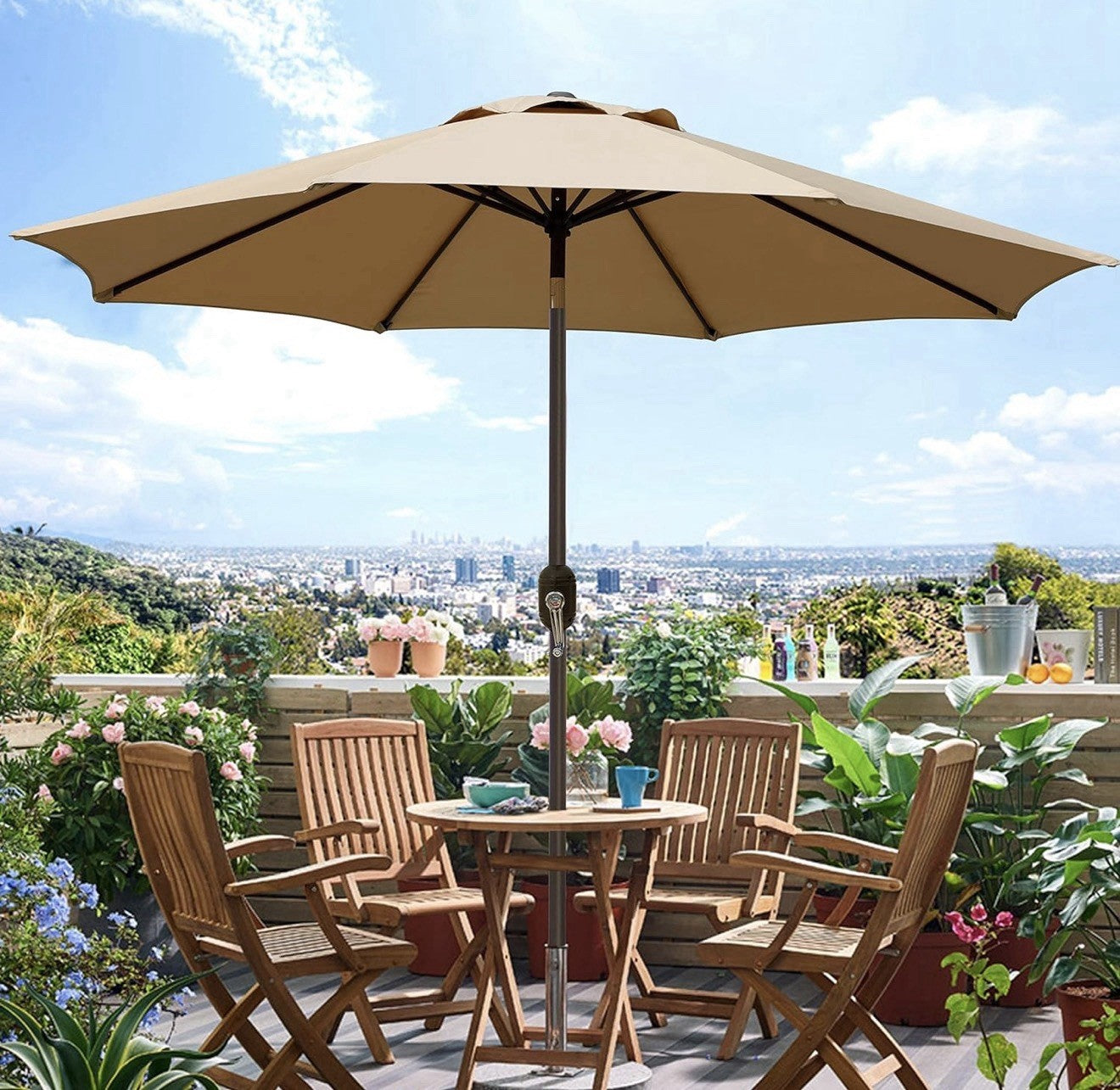 Blissun 9' Outdoor Patio Umbrella, Outdoor Table Umbrella, Yard Umbrella, Mar...