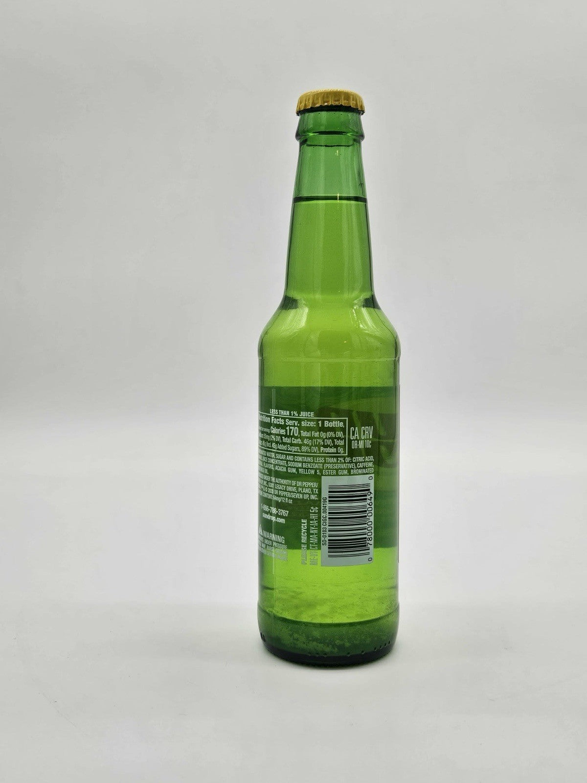 Sun Drop Citrus Soda Green Glass Bottle 12oz Vintage Style Display Bottle