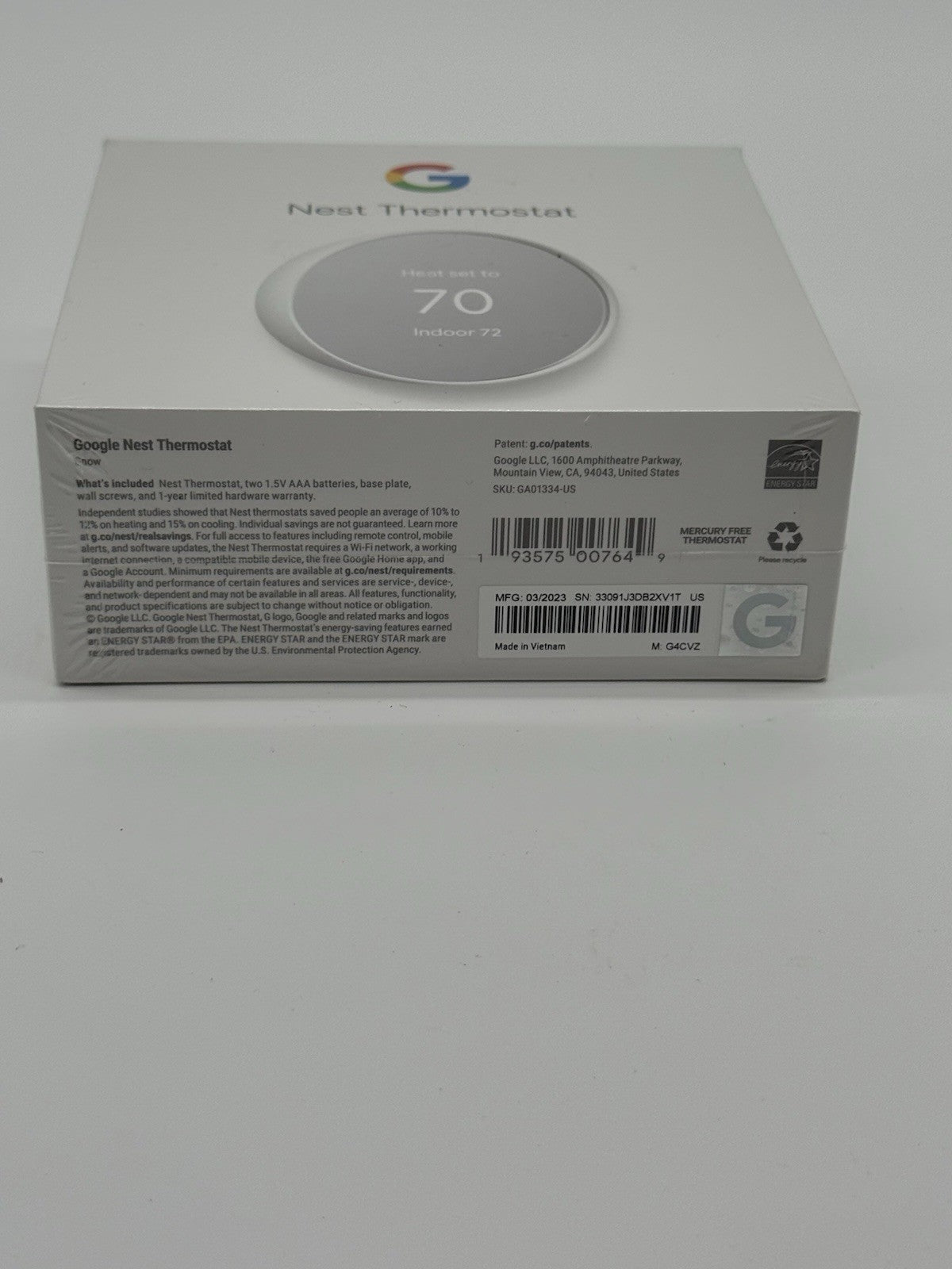 New Google Nest Thermostat Smart Thermostat Snow, Sealed.