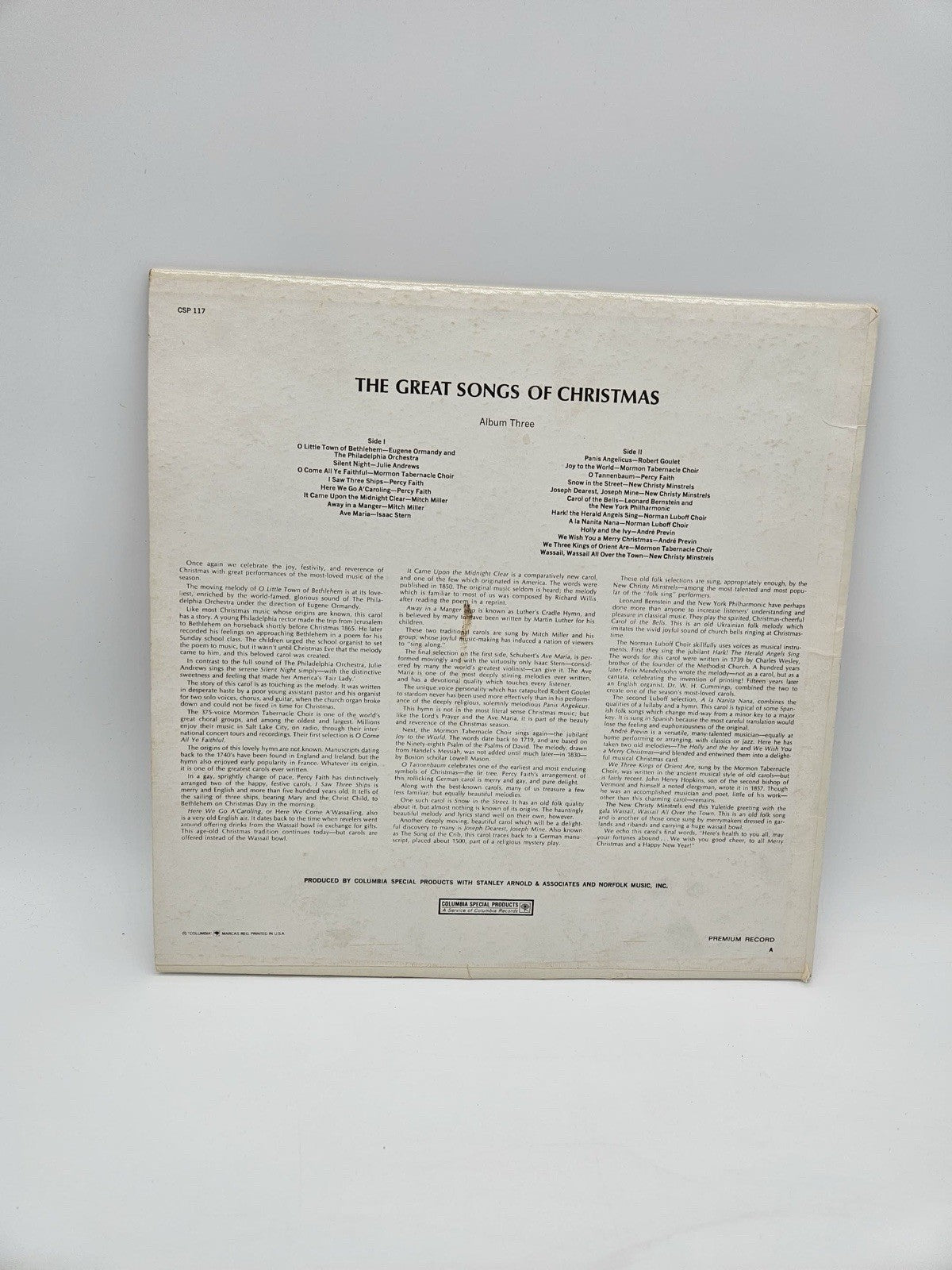 The Great Songs Of Christmas, Album Three Columbia Special Products 33 LP