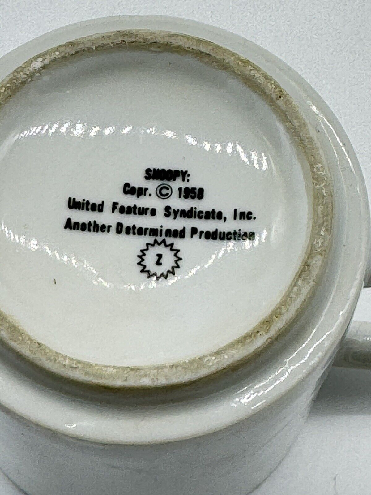 Vintage Snoopy Schulz 1958 Coffee Tea Cup Mug United Feature Syndicate
