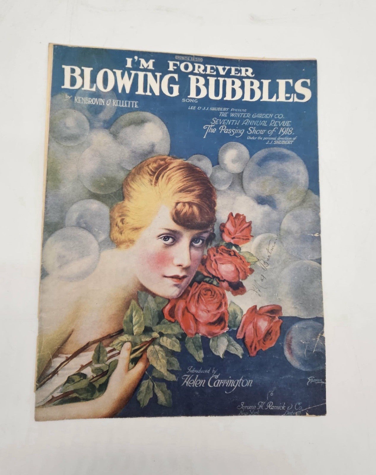 Vintage 1919 Sheet Music "I'm Forever Blowing Bubbles" By Kenbrovin & Kellette