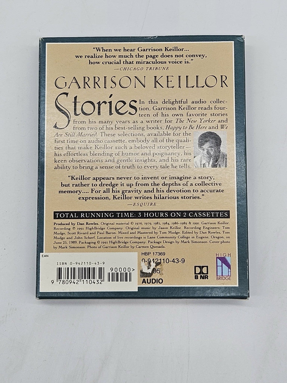 GARRISON KEILLOR STORIES  TWO AUDIO CASSETTES New Yorker Happy to Be Here