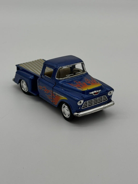 1955 Blue Chevrolet Stepside Pickup Ute w/ Flames 1:32 Scale Die-Cast Model 006