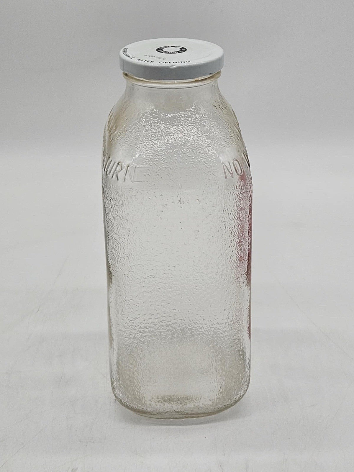 Tropicana Orange Juice Glass 54oz Bottle Vintage Made In USA Empty With Original