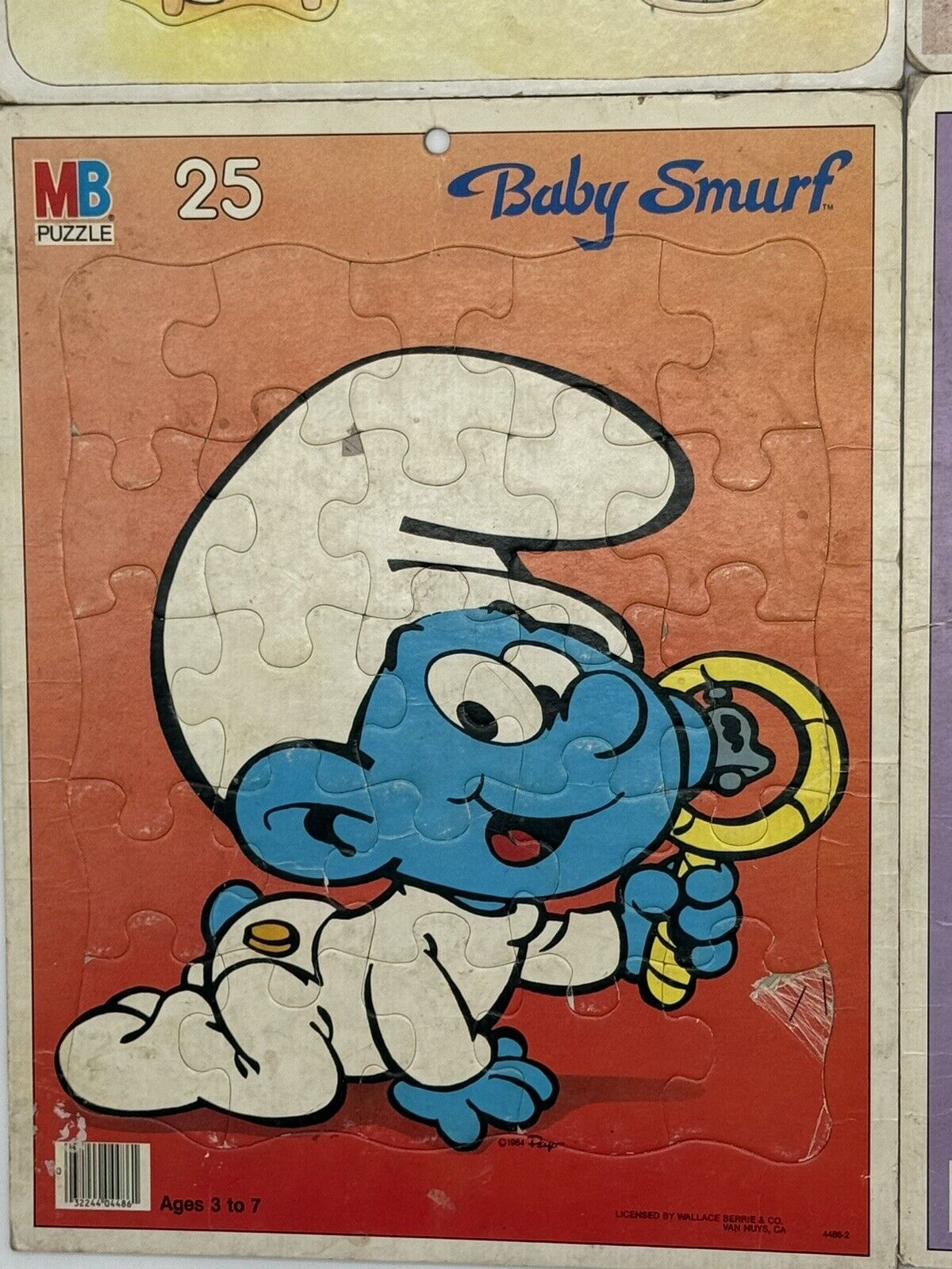 Set Of Four Vintage 80's Frame Tray Puzzles Smurfs Glo Friends Pound Puppies SS