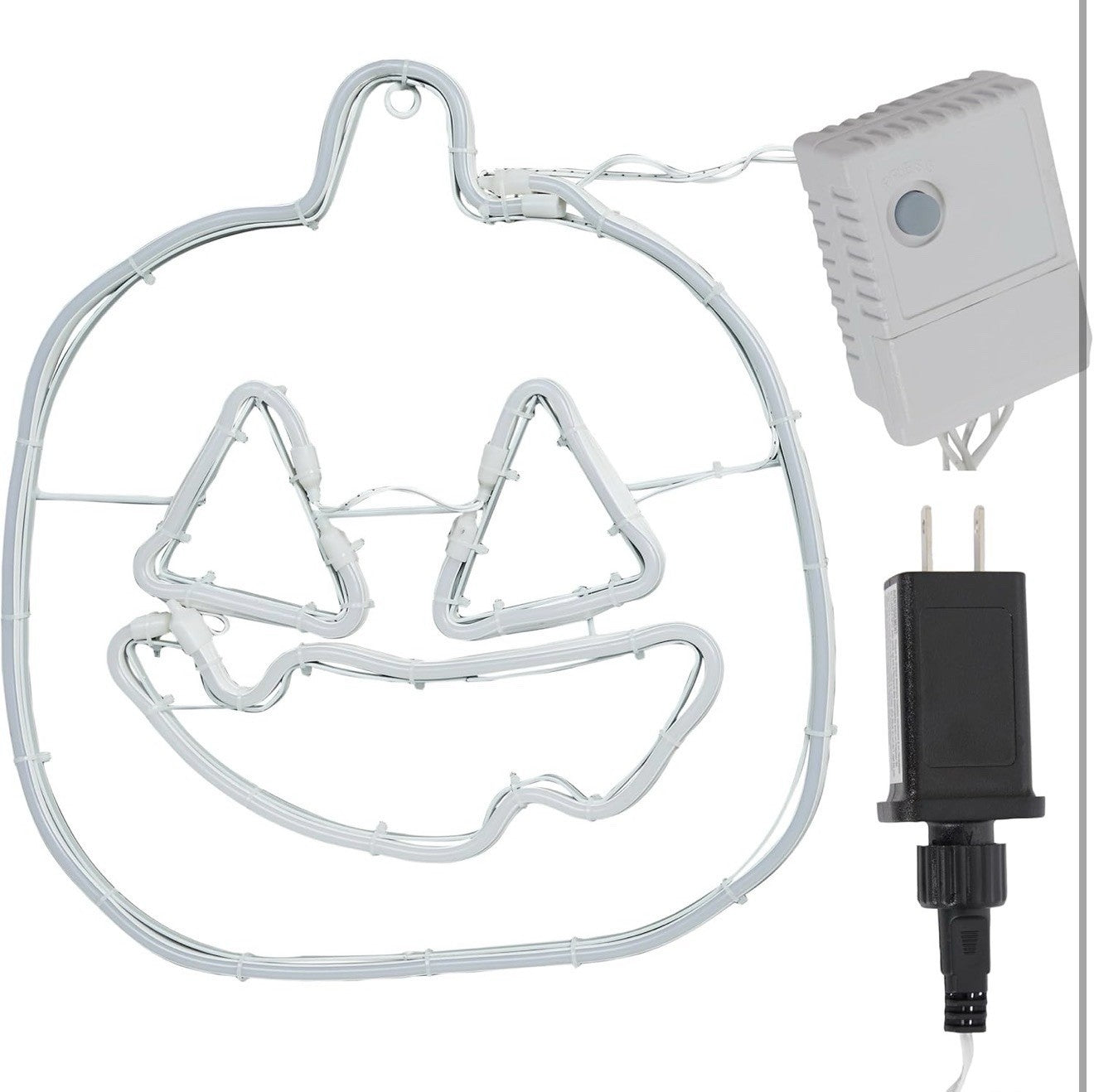 Neon Tube LED Pumpkin with Purple Face Hanging Decor