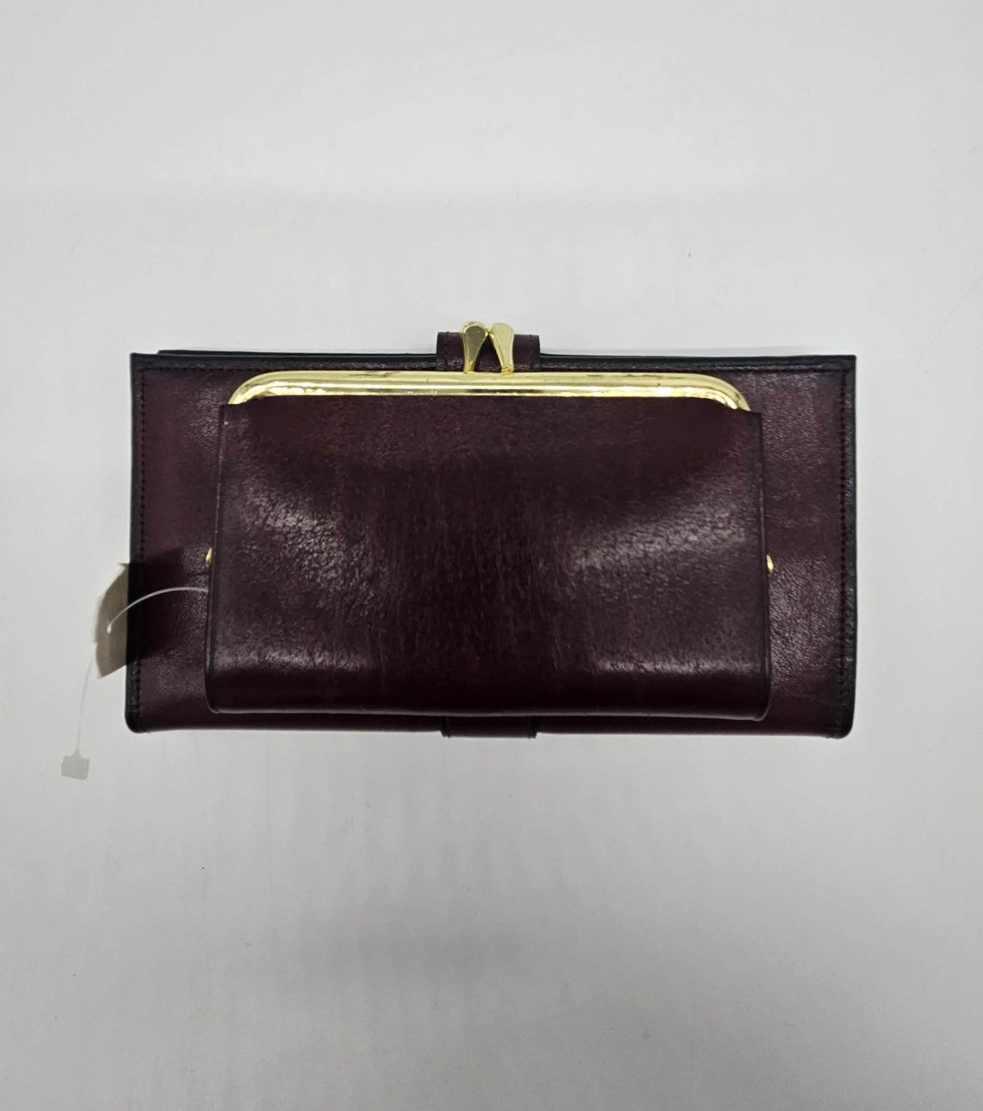 NEW VINTAGE LARGE BARONET CHECKBOOK TRIFOLD WALLET ORGANIZER BURGUNDY LEATHER