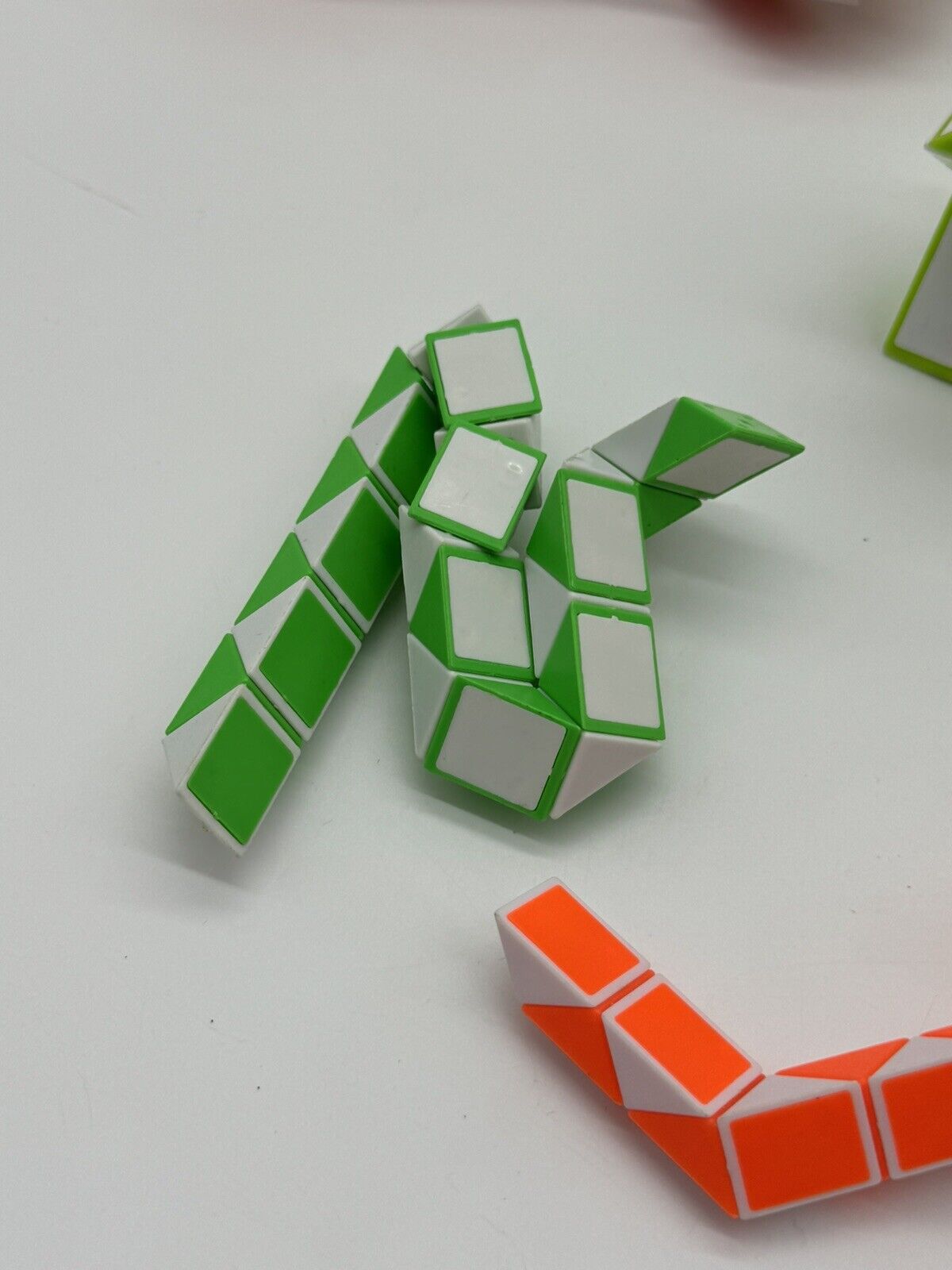 Lot of 6 Vintage Rubiks Magic Snake Puzzle Twisting Triangles 3D Fidget
