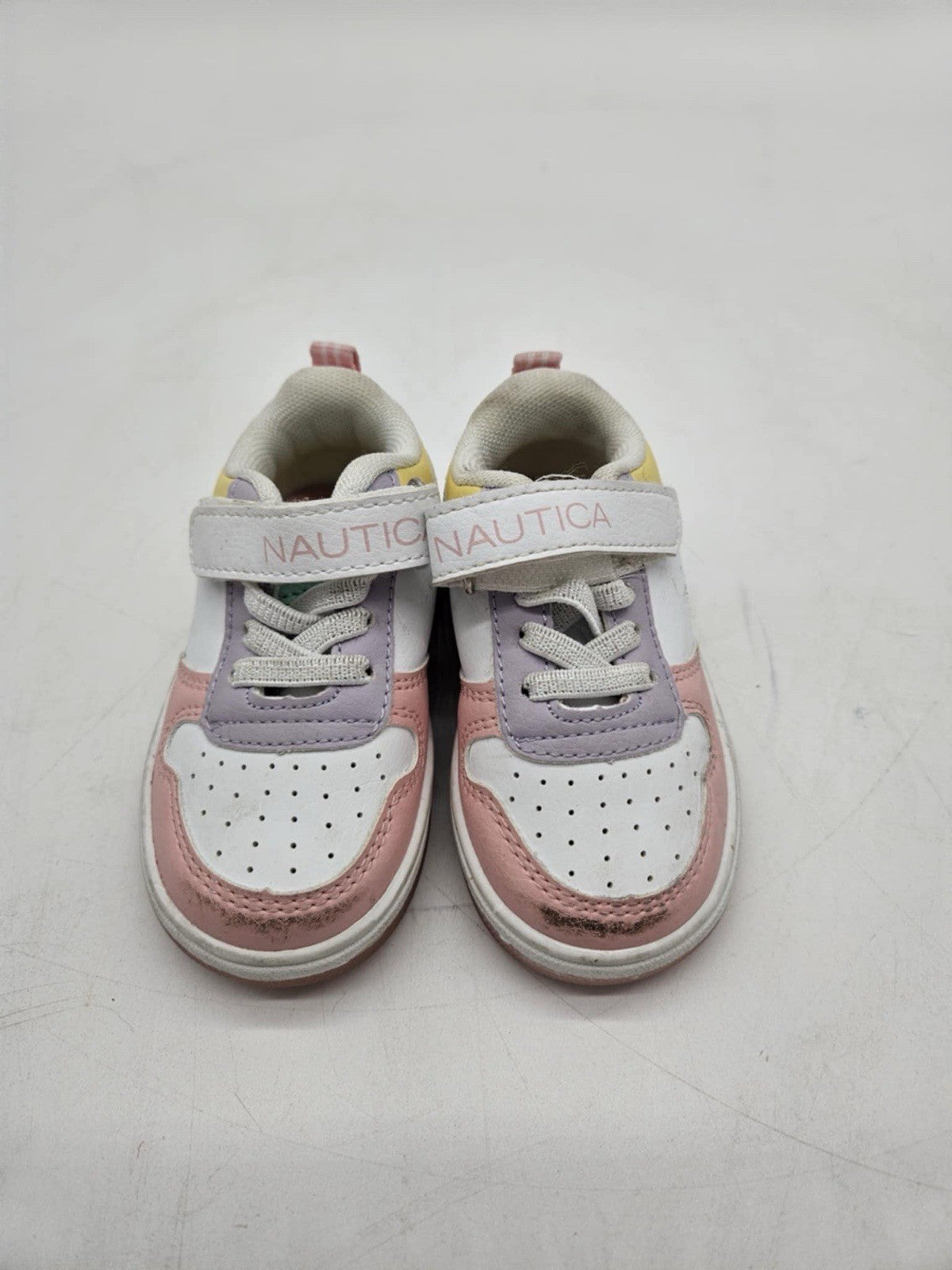 Size 5T Little Girls NAUTICA Sneakers Tennis Shoes White Pink Green