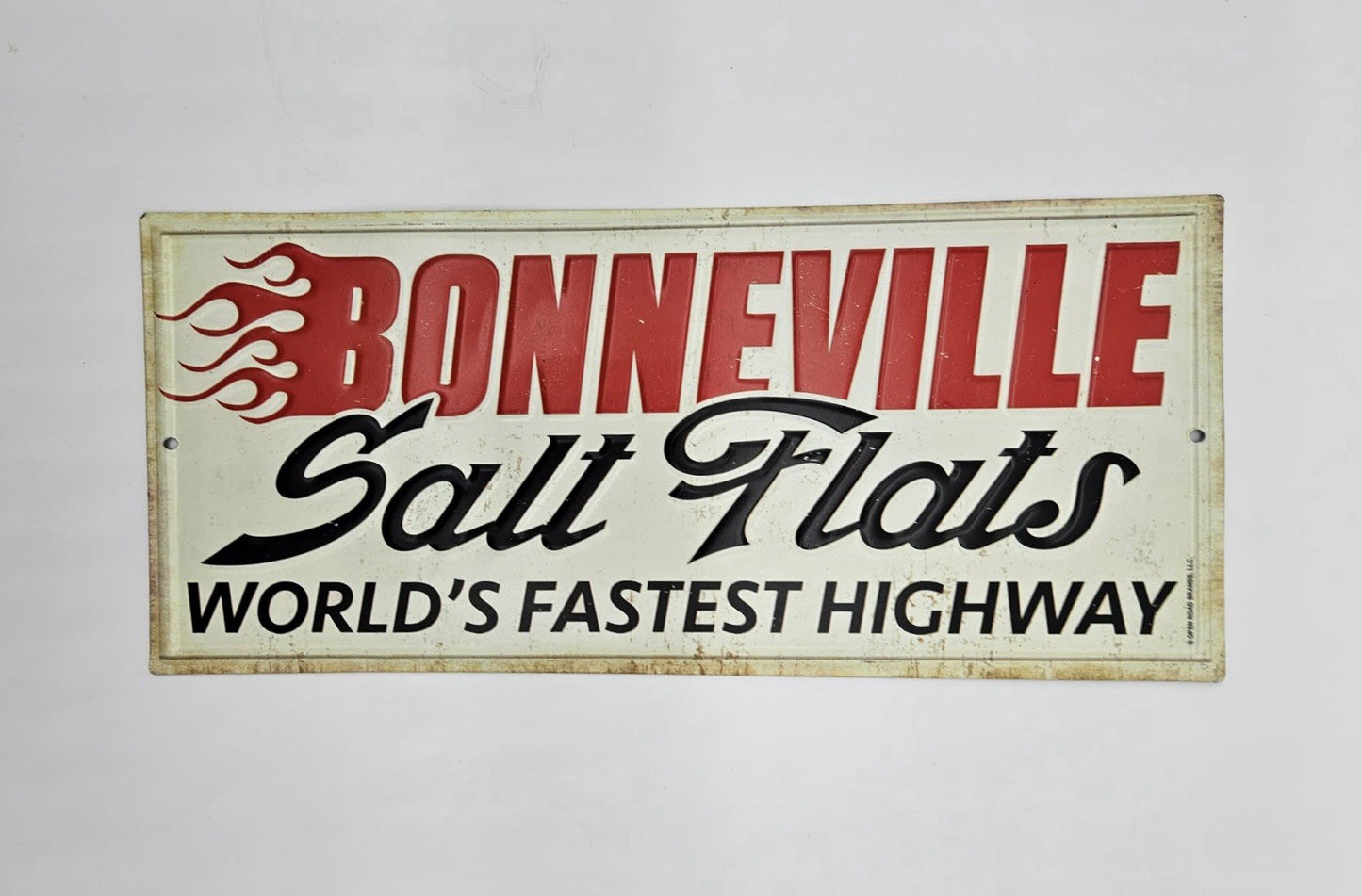 EMBOSSED METAL BONNEVILLE SALT FLATS RACING WALL MAN CAVE GAME ROOM GARAGE SHOP