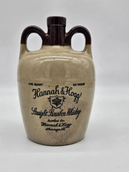 Vtg. Stoneware/Pottery - Hannah & Hogg 1/2 Pint Bourbon Whiskey Jug