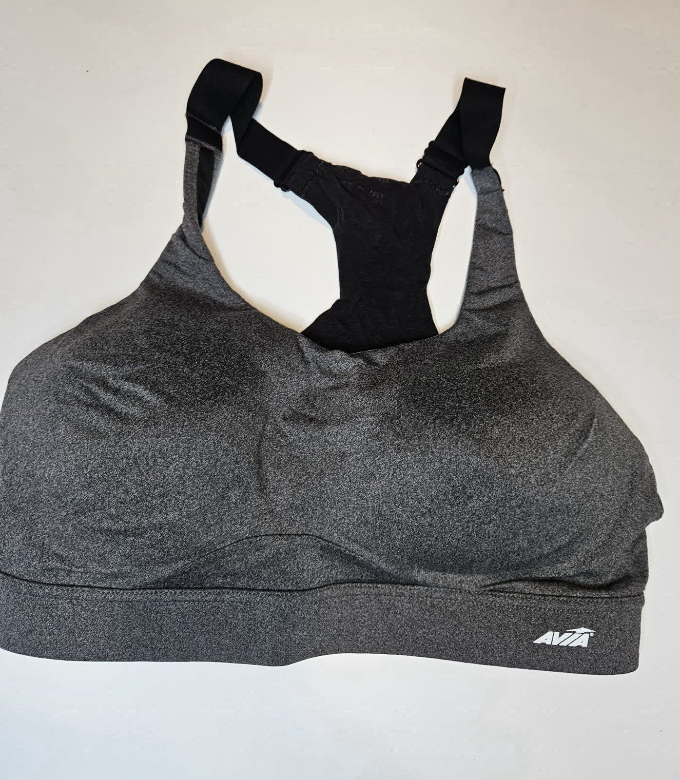 Avia Women’s Gray Racerback Sports Bra Adjustable Hook Back Athletic Support