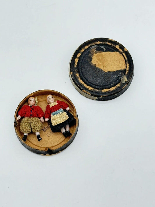 Tiny German Bisque Dolls in Original Costumes & Presentation