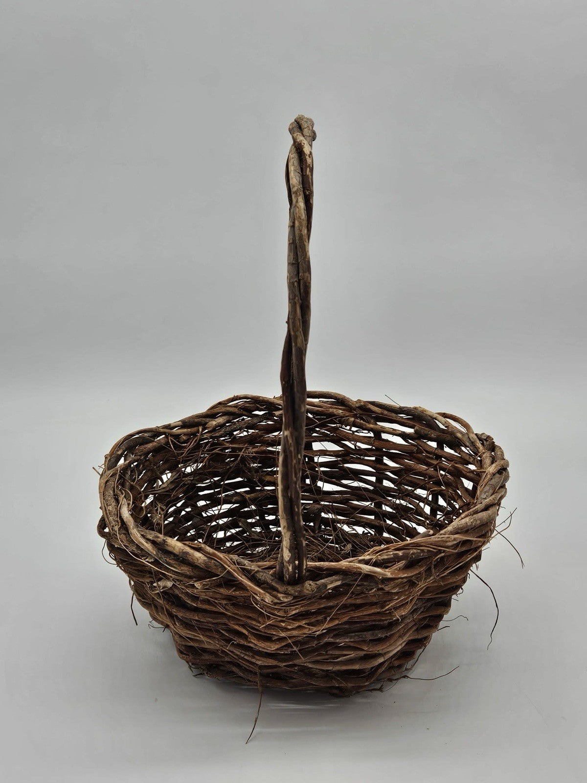 Vintage Small Brown Hand Made Basket 11" x 8" x 7.5"