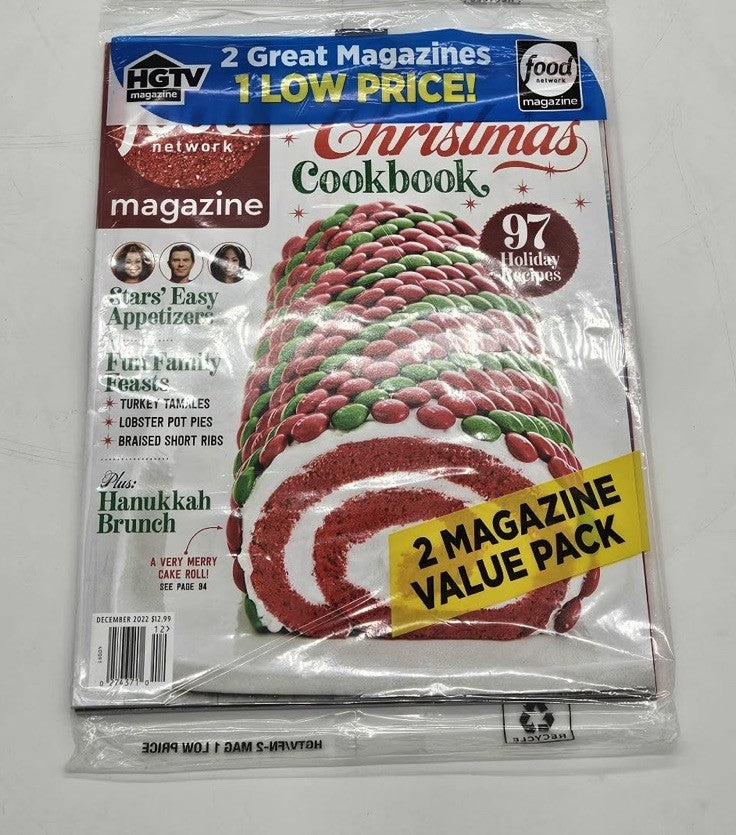 Food Network & HGTV December 2022 The Christmas Cookbook ~ 2 Magazine Pack