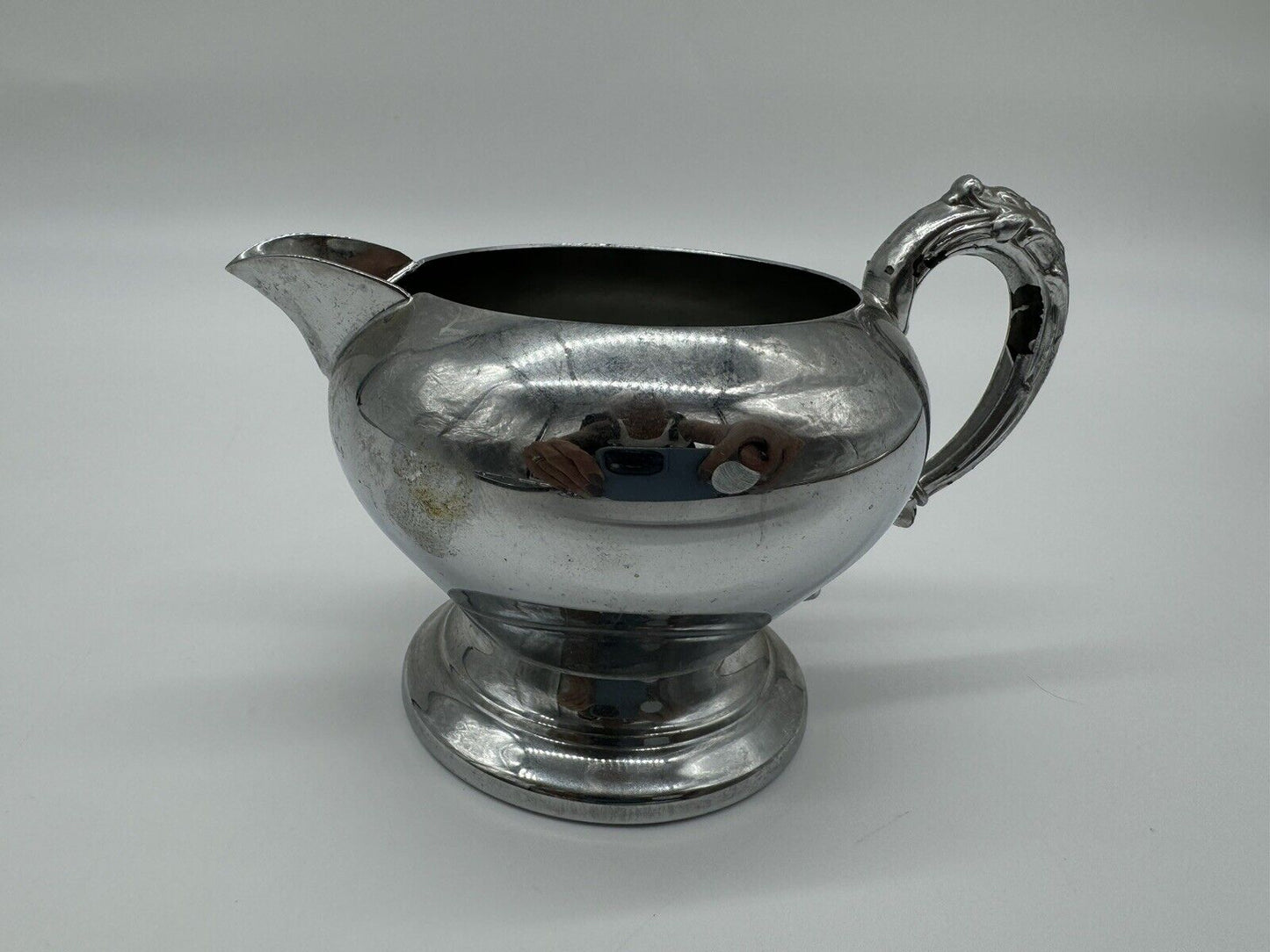 Vtg Danny Wilson Original Chrome Teapot, Creamer, Covered Sugar & Serving Tray