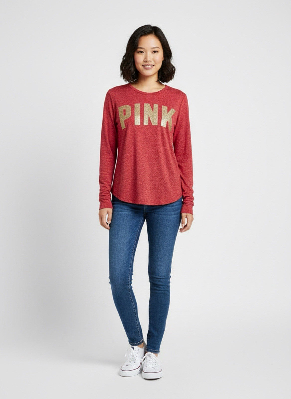 PINK Victoria’s Secret Red Long Sleeve Logo Top Women’s M