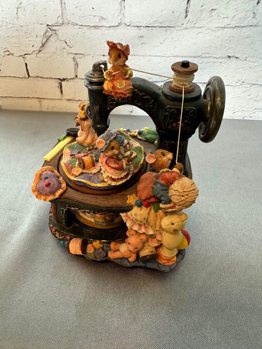 Mice Playing on Sewing Machine Music Box - Plays “We’ve Only Just Began”  VFG