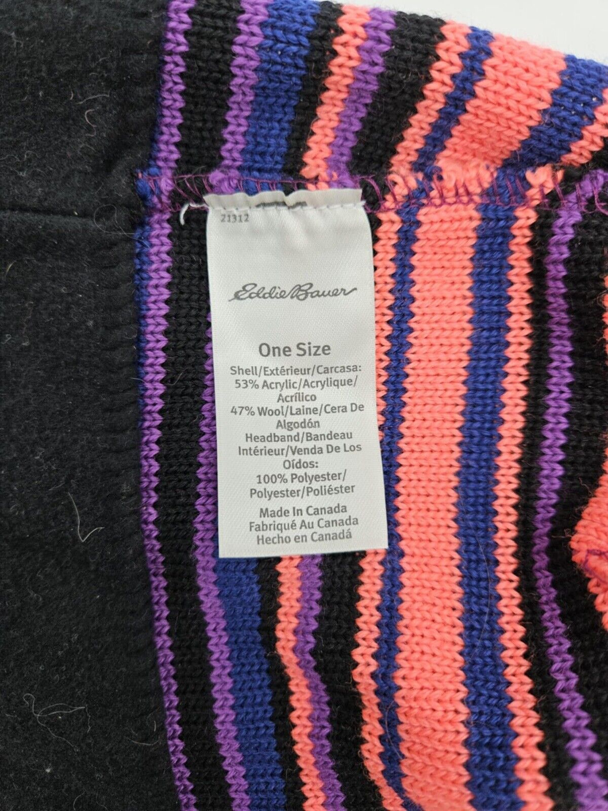 Eddie Bauer 1 Size Fits All Pink Striped Beanie Hat