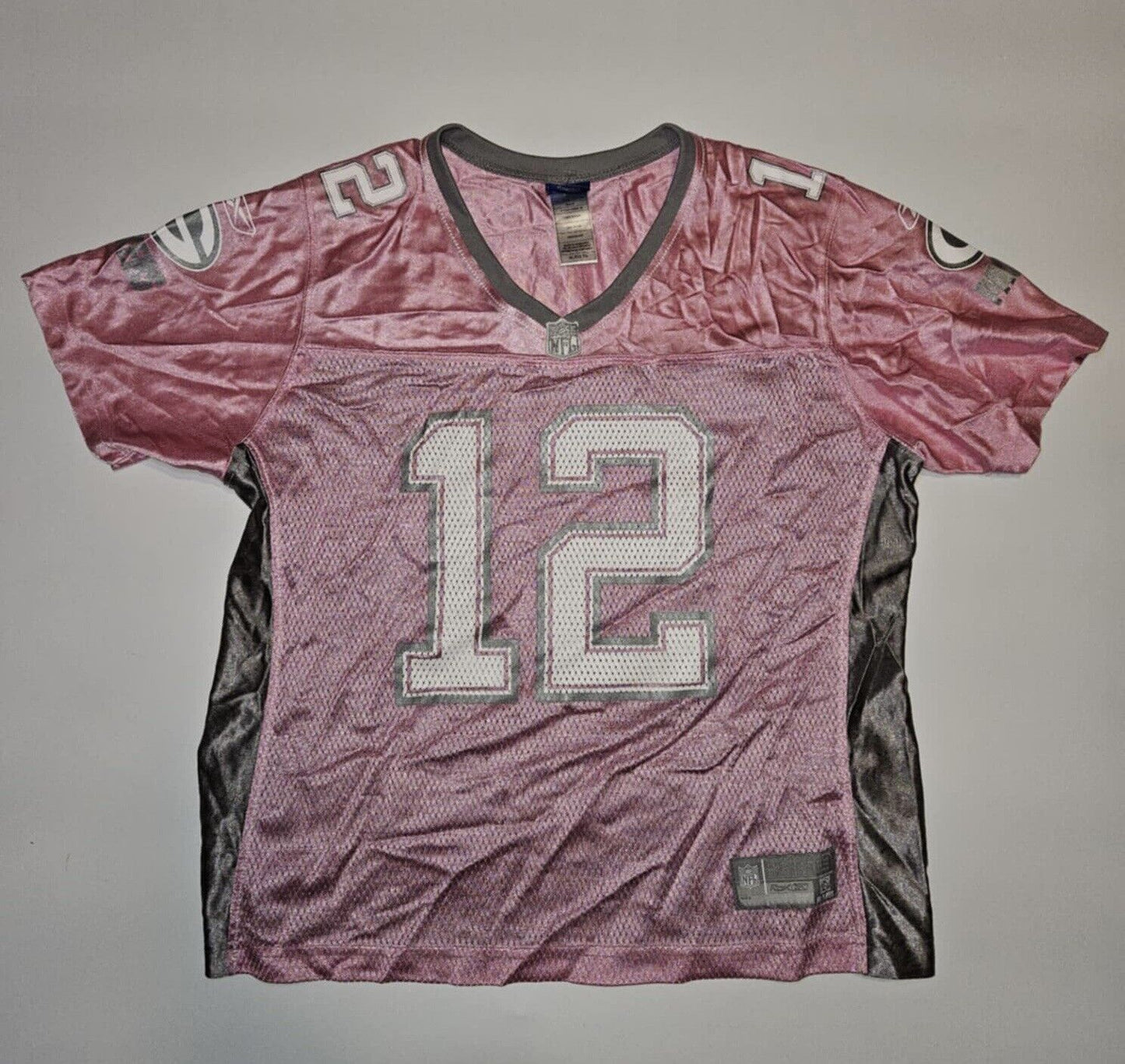 AARON RODGERS GREEN BAY PACKERS PINK REEBOK NFL JERSEY WOMENS XL #12