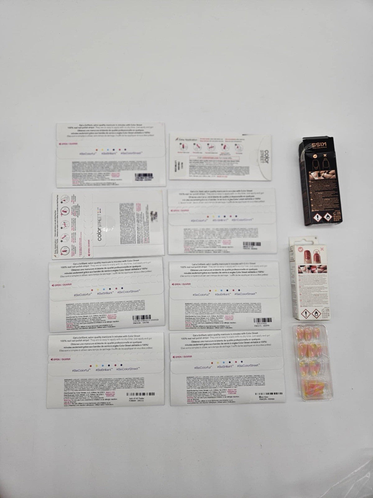 New! Color Street Big Lot of 8 100% Nail Polish Strips MultiColor Glitter Print