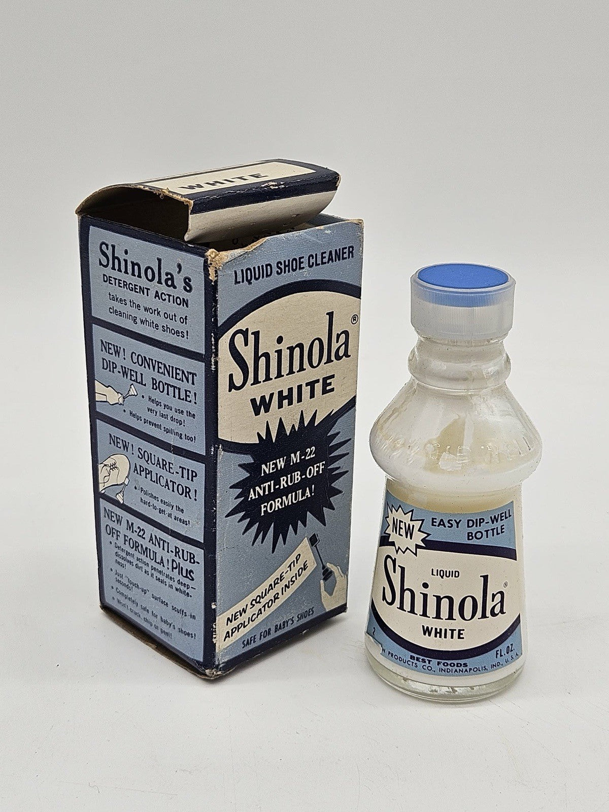 Vtg Shinola Liquid Shoe Cleaner White 2 Fl Oz With Original Box USA