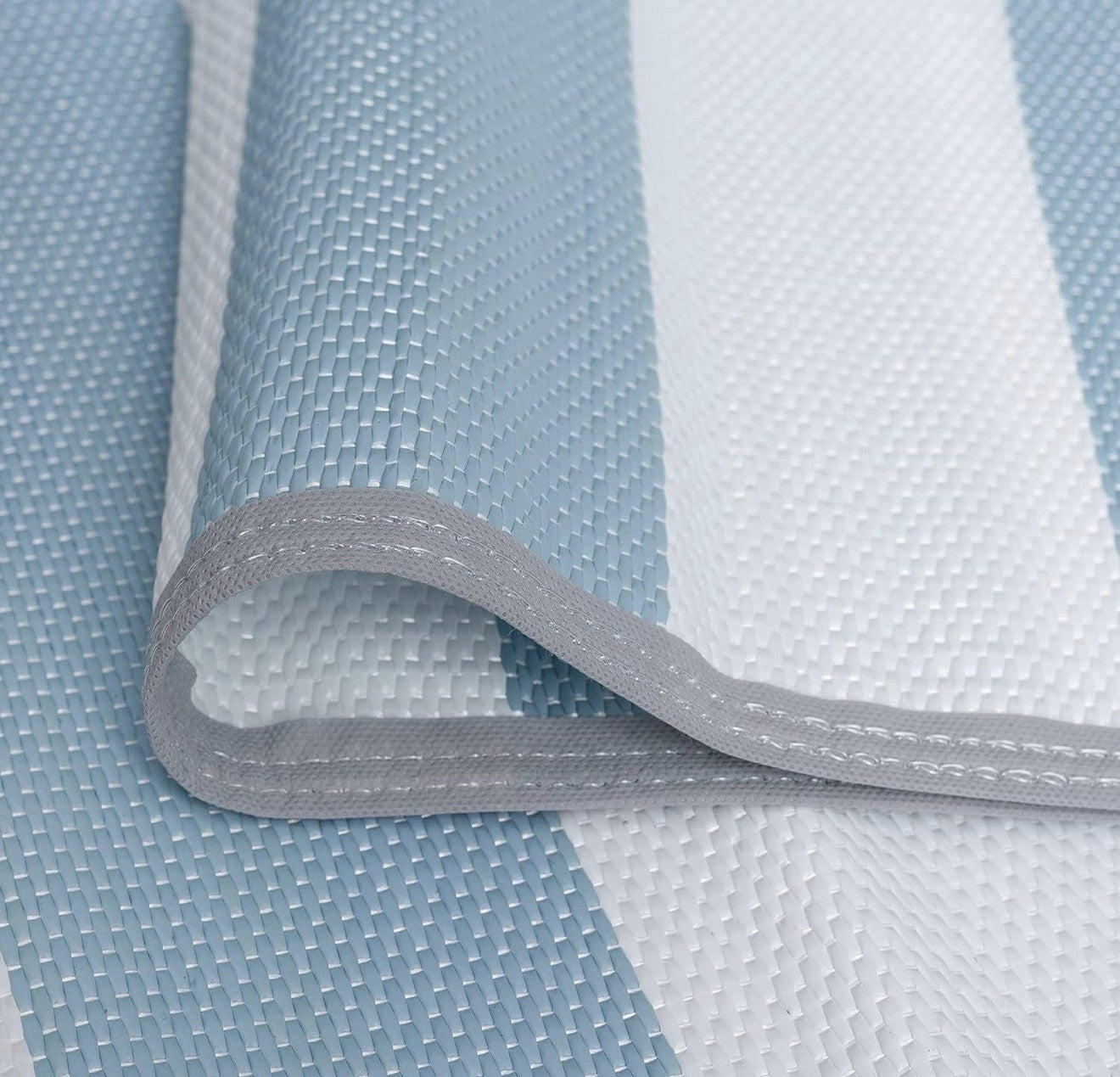 Tayse Rugs Luna Outdoor Area Rug LNA1135 9' x 12' Reversible Striped Aqua