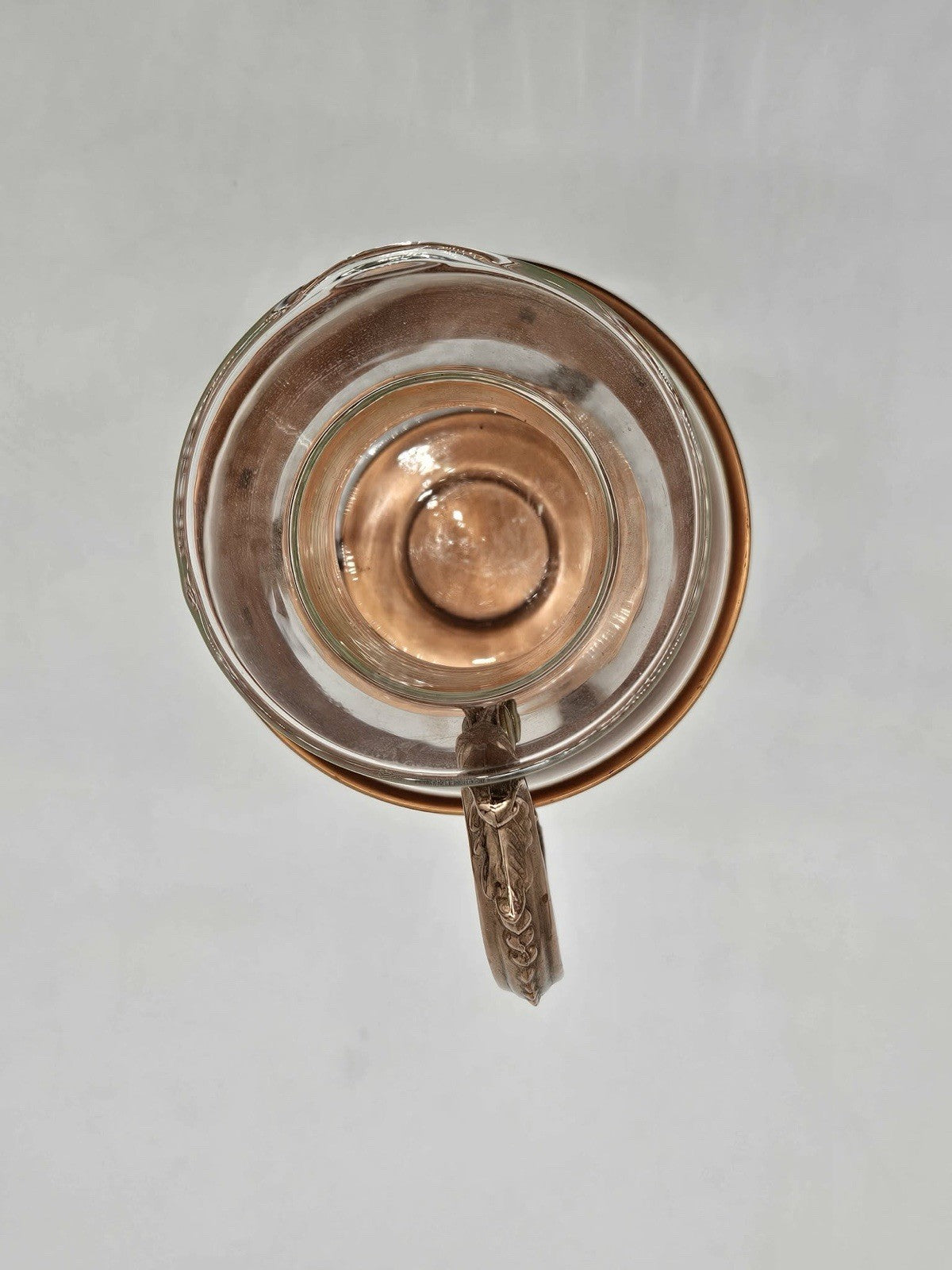 Vintage Copper Glass Coffee Carafe Warmer Set