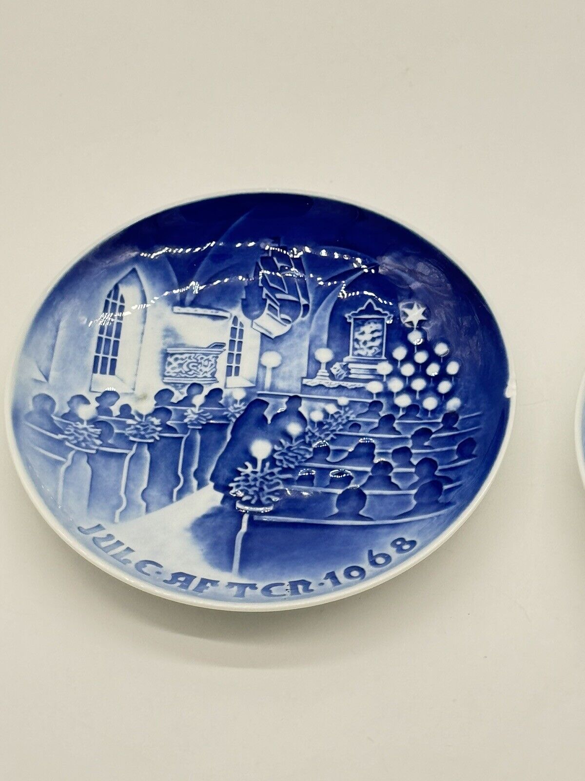 TWO 1969 Royal Copenhagen Christmas in Church Plate I Kirke Juleaften