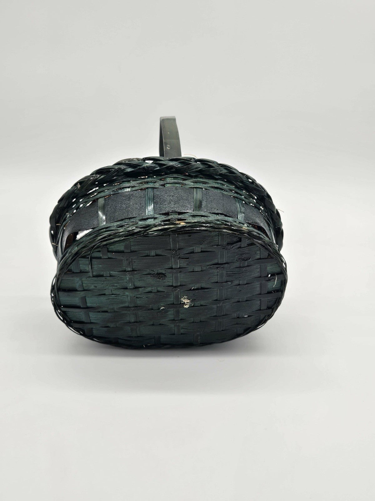 Black Woven Basket with Handle Decorative Faux Greenery Centerpiece