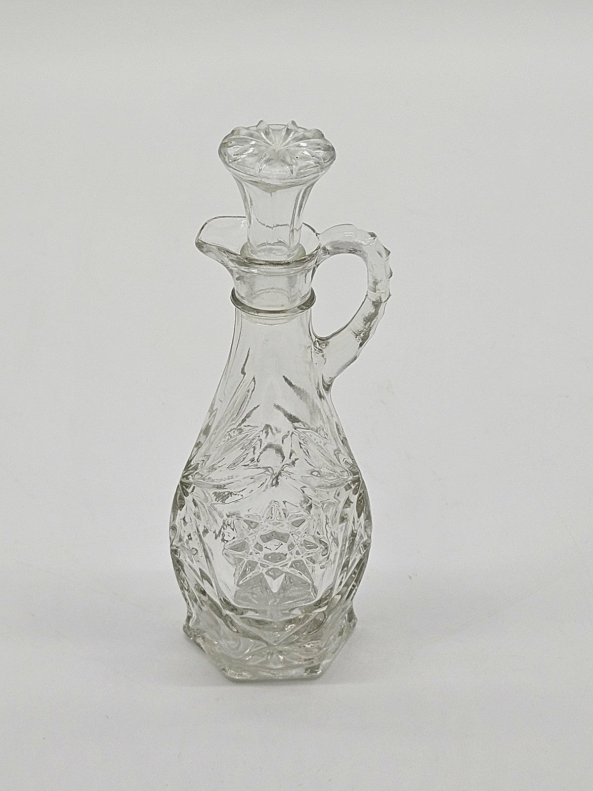Vintage Anchor Hocking STAR of DAVID Glass Vinegar /Oil Cruets Stop 7.5" Tall