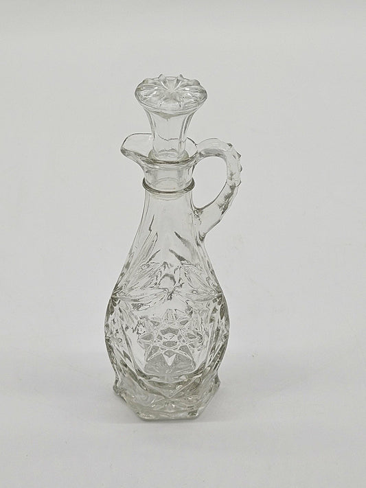Vintage Anchor Hocking STAR of DAVID Glass Vinegar /Oil Cruets Stop 7.5" Tall