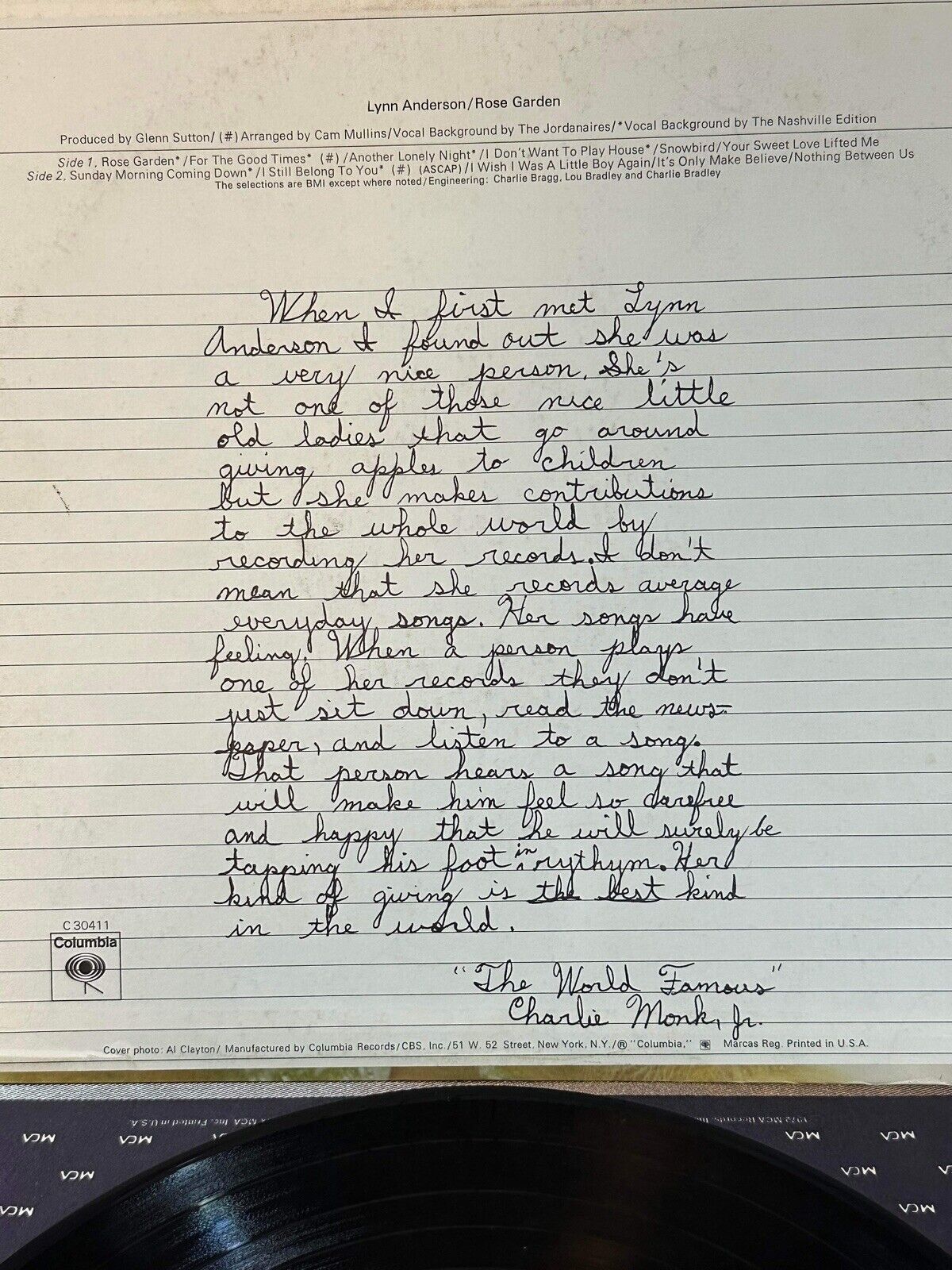 Lynn Anderson - Rose Garden Vinyl LP Album - CBS S 64333