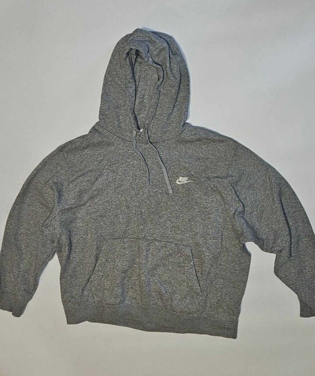 NIKE Sportswear Club Fleece Heather Grey Pullover Hoodie Mens XL