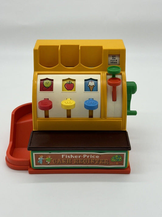 VINTAGE 1974 Fisher Price CASH REGISTER with WORKING BELL WITH  3 COINS