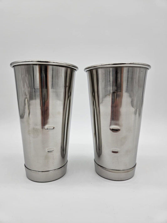 (2) 18/8 Stainless Steel Milk Shake Cups Cocktail Mixers Bartender Japan Capco