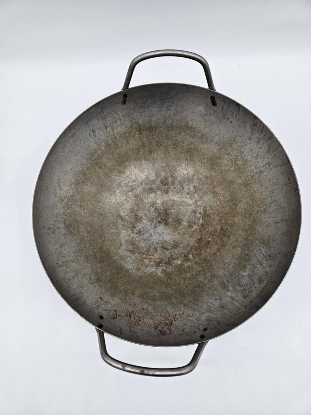 Rare Carbon Steel 14” Atlas Metal Spinning Co. Wok 3 Piece Stir Fry Cookware Set