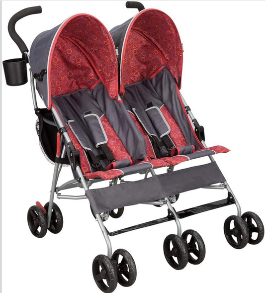 Grey Delta Children LX Side by Side Stroller - with Recline, Storage & Compact